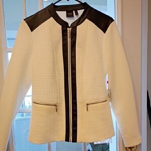 Rafaella White and Black Textured Blazer